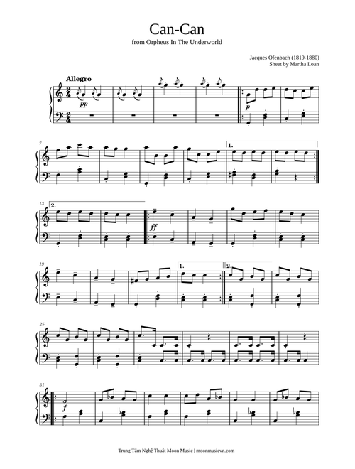 Can-Can – Jacques Offenbach | Sheet piano by Martha Loan