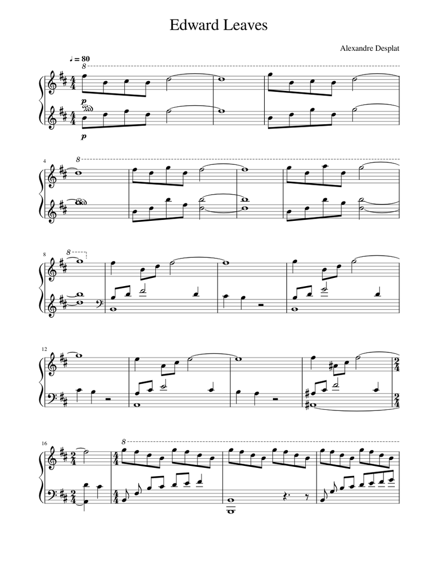 The Twilight Saga - Edward Leaves Sheet music for Piano