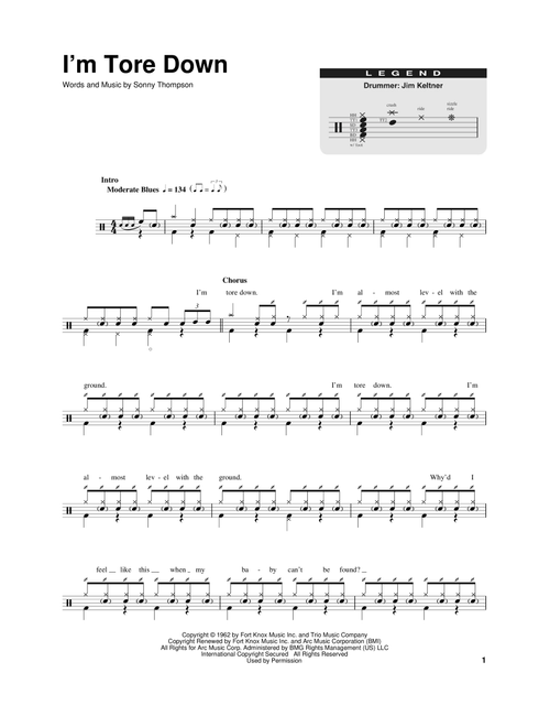 I'm Tore Down - Freddie King, Eric Clapton (Drum Transcription)