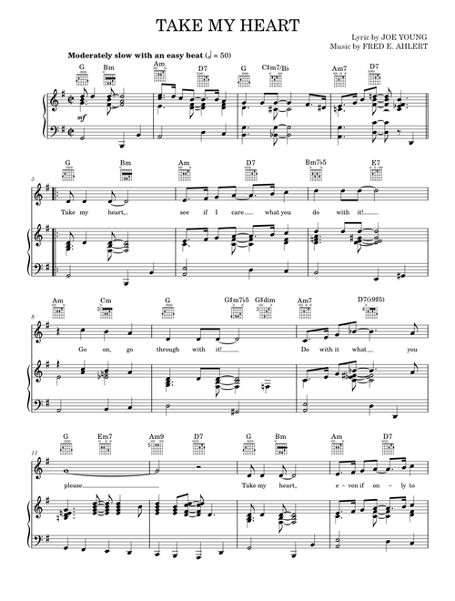 Take My Heart - Peter Bernard, E.Ray Goetz, Joe Young, Pete Wendling (Piano-Vocal-Guitar)