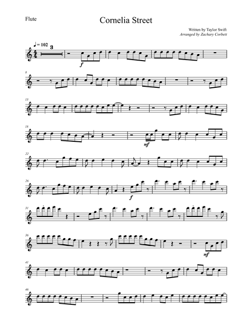 Cornelia Street (Arr. Zac Corbett) - Taylor Swift (Flute Solo)