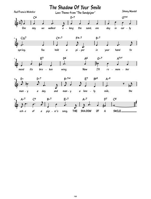 The Shadow Of Your Smile (lead sheet with verse and lyrics)