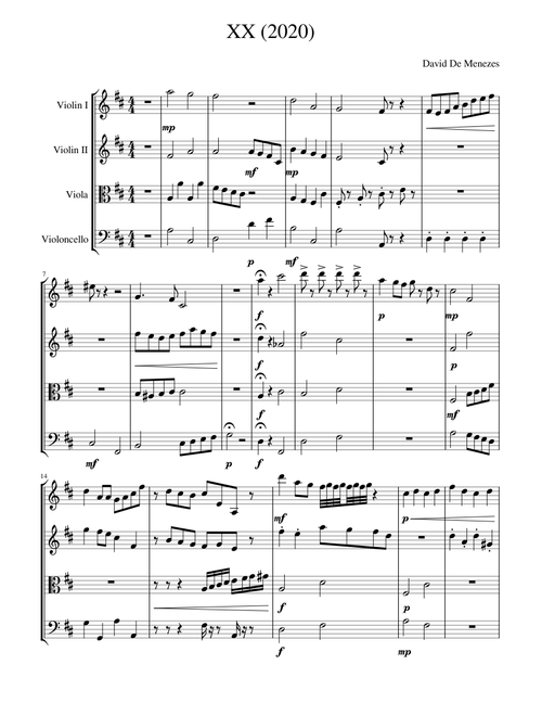 XX (2020) for string quartet