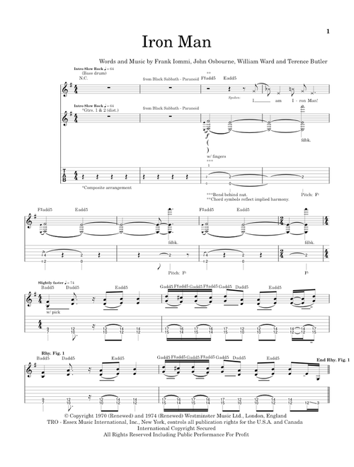 Iron Man - Black Sabbath, Ozzy Osbourne (Guitar Tab)