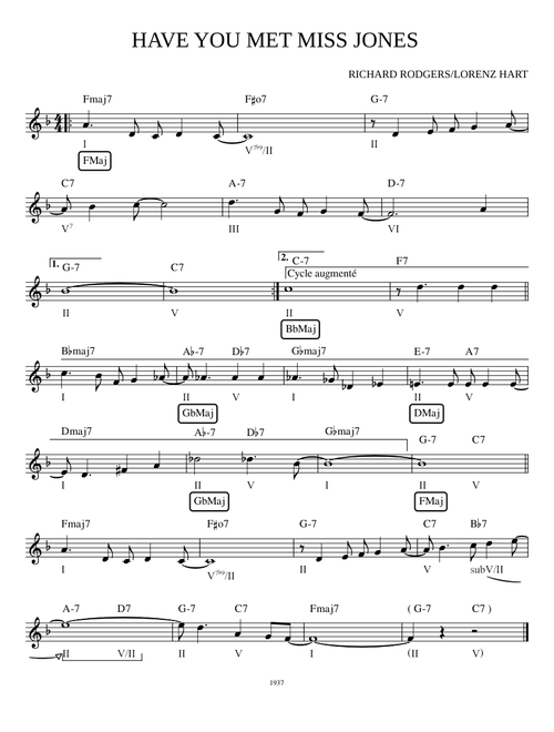 Have You Met Miss Jones Lead Sheet with Analysis