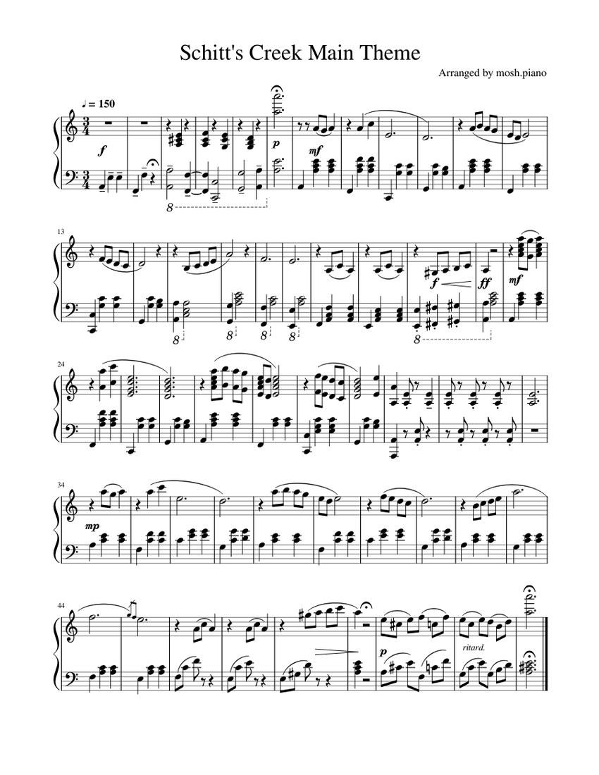 Schitt's Creek Main Theme Sheet music for Piano (Solo)