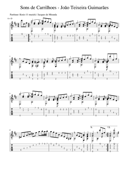 João Teixeira Guimarães - Sons de Carrilhões – guitar TAB