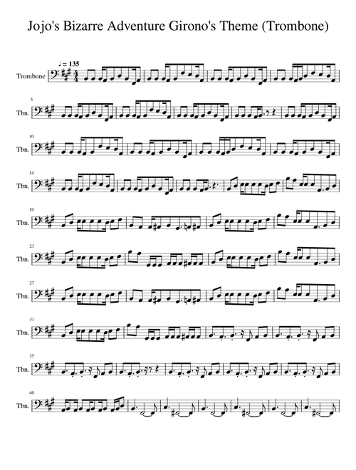 Jojo's Bizarre Adventure Girono's Theme (Trombone)