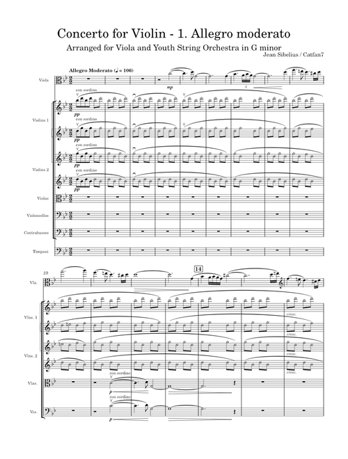 Jean Sibelius - Concerto for Violin in D Minor (1. Allegro moderato) – Arranged for Viola & YSO