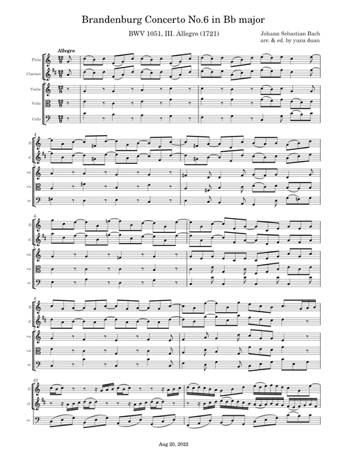Brandenburg Concerto No.6 in Bb major, BWV 1051 – III. Allegro