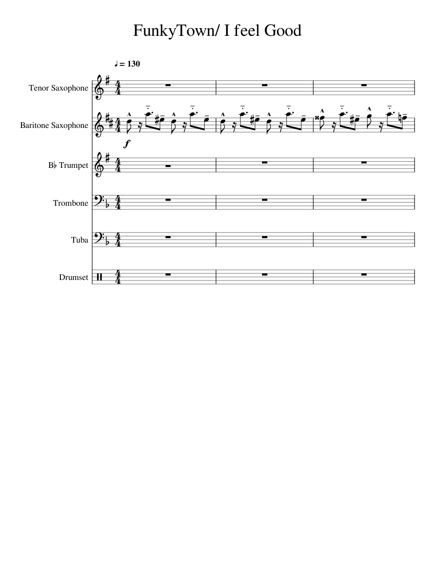 FunkyTown/ I feel Good Sheet music for Trombone, Tuba, Trumpet other ...
