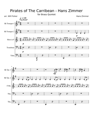 Pirate Themed Medley Sheet Music for Trombone, Tuba, French horn (Brass ...