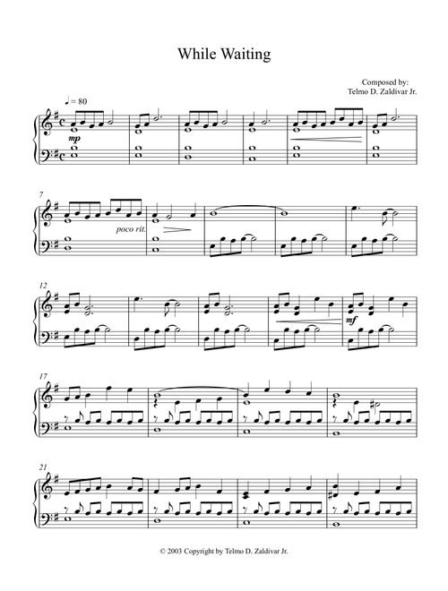 While Waiting - Telmo D. Zaldivar Jr. (Piano Solo)