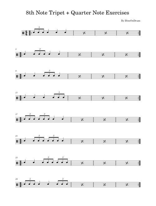 8th Triplet + Quarter Note Exercises – bbmondrum