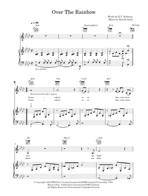 Over the rainbow - Eva Cassidy (Piano-Vocal-Guitar (Piano Accompaniment))
