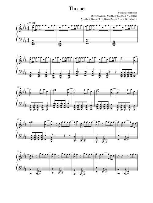 Throne (Arr. Bring Me The Horizon) (Piano Solo)