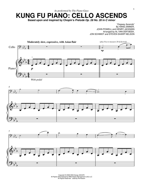 Kung Fu Piano: Cello Ascends (Arr. The Piano Guys) - Hans Zimmer, John Powell, Henry Jackman (Easy Piano)