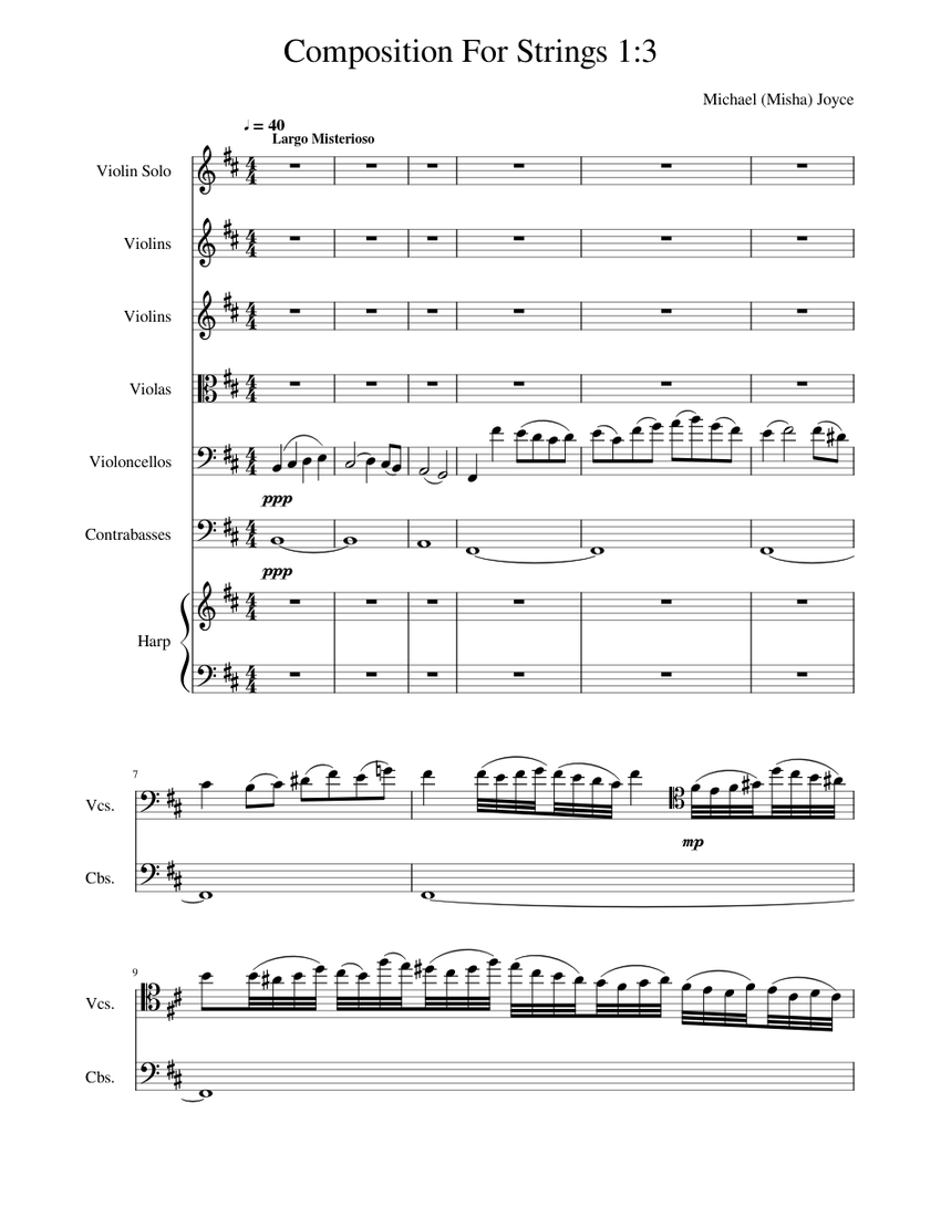 String Score Composition For Strings 1 3 Sheet music for Violin, Harp, Strings group ...