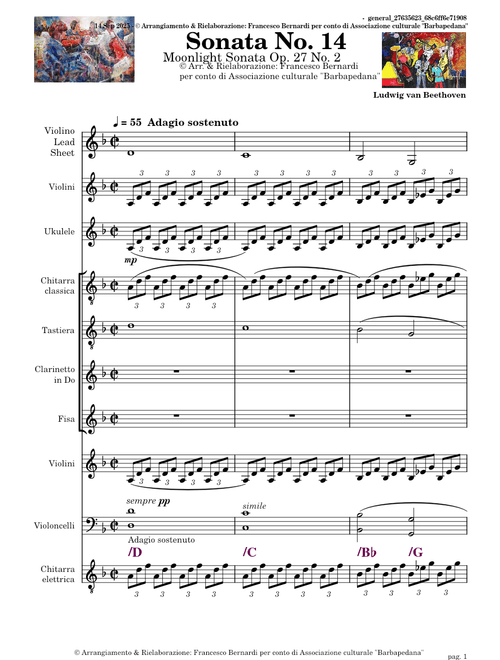 Sonata No. 14 Op. 27 No. 2, Moonlight – Ludwig Van Beethoven - ( Barbapedana Quartet)