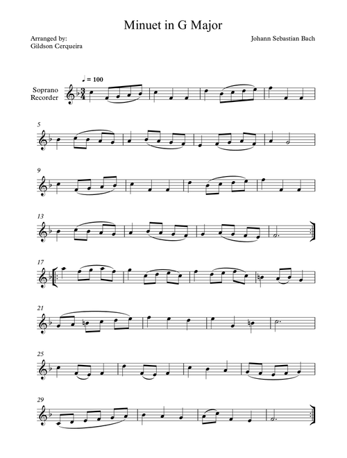 Minuet in G (Arr. Gildson Cerqueira) - Johann Sebastian Bach (Instrumental Solo)