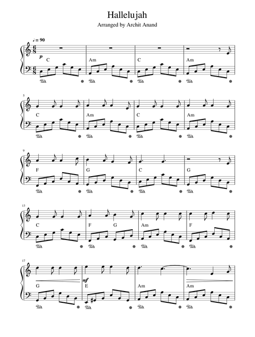 Hallelujah - Beginner's Piano Sheet music