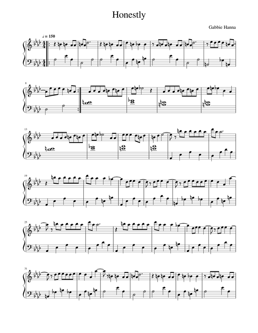 Honestly-Gabbie Hanna Sheet music for Piano (Solo) Easy | Musescore.com