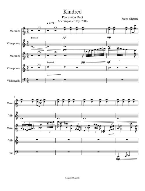 "Kindred The Eternal Hunters" Percussion Duet Accompanied by Cello