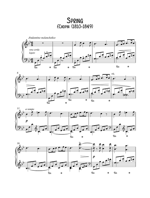 Spring by Chopin (Arr. PianoSheetNow) - Frederick Chopin (Piano Solo)
