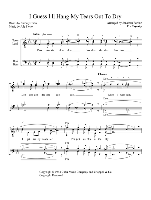 I Guess I'll Hang My Tears Out To Dry (Arr. Jonathan Fortino) - Dexter Gordon (Choral, TTBB)