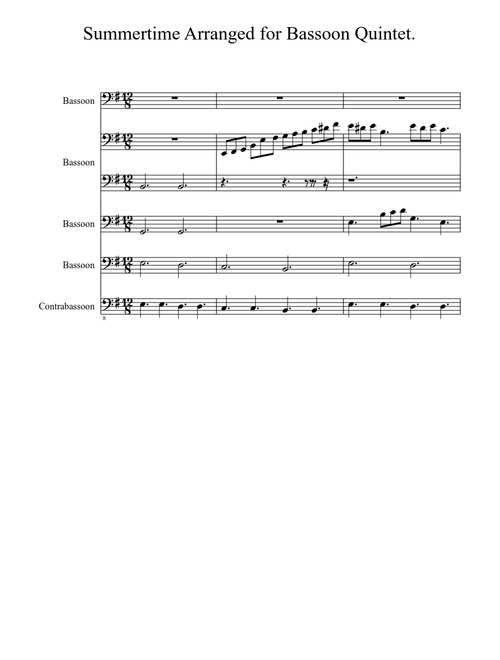 Summertime Arranged for Bassoon Quintet.
