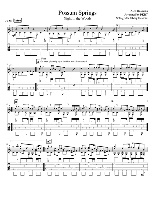 Night in the Woods - Possum Springs (Guitar)