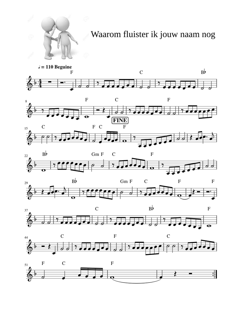 Waarom fluister ik jouw naam nog Sheet music for Melodica (Solo)