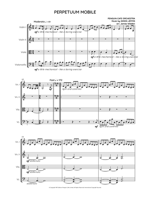 Perpetuum Mobile (Arr. James Widden) - Penguin Cafe Orchestra (String Quartet)