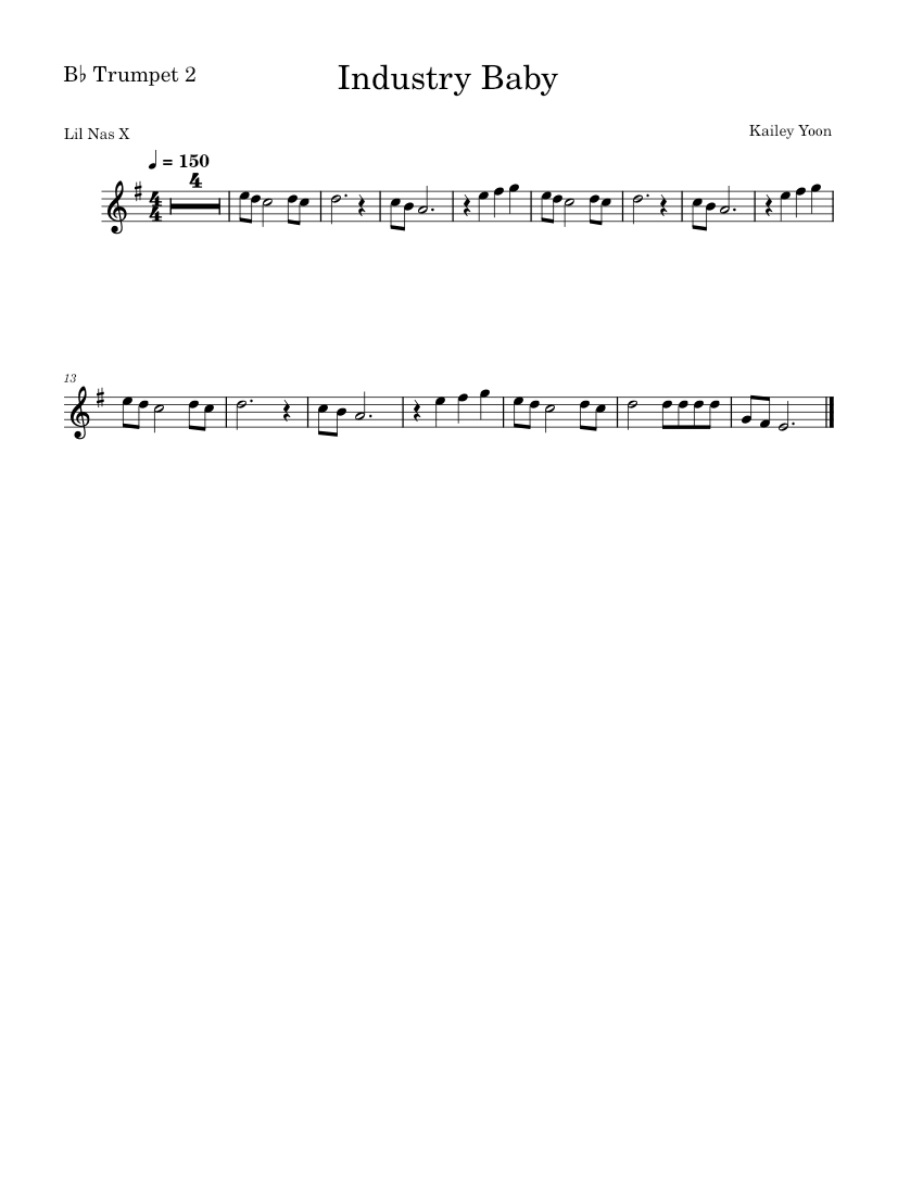 Industry Baby (Trumpet 2) Lil Nas X Sheet music for Trumpet in bflat