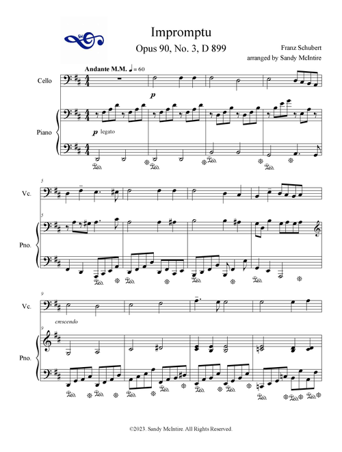 Impromptu (Arr. Sandy McIntire) - Classical String Solo (Cello and Piano)
