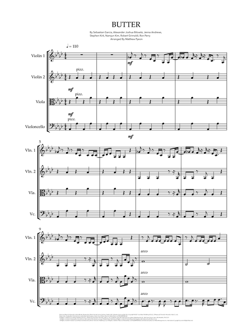 Butter (Arr. Matthew pyeon) - BTS (String Quartet)