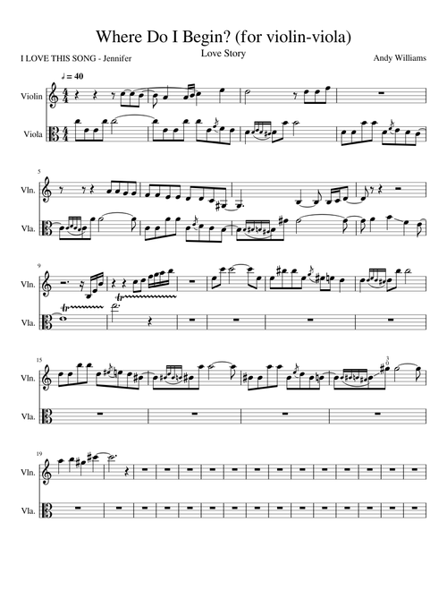 Where Do I Begin? (for violin-viola)