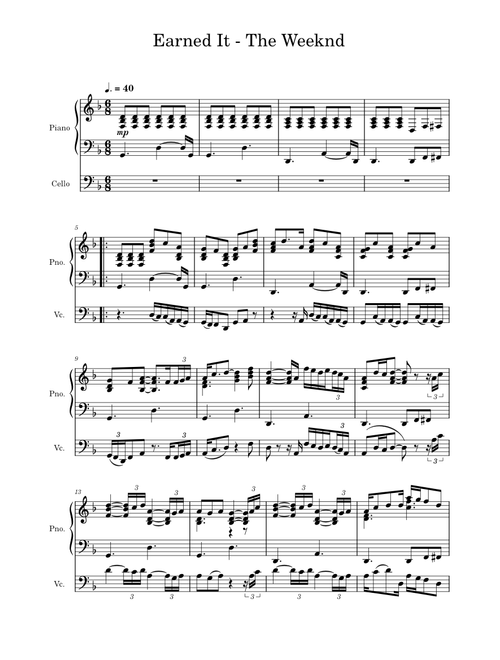 Earned It - The Weeknd Cello