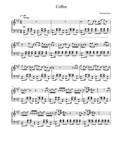 Coffee (Arr. Beabadoobee) (Piano Solo)