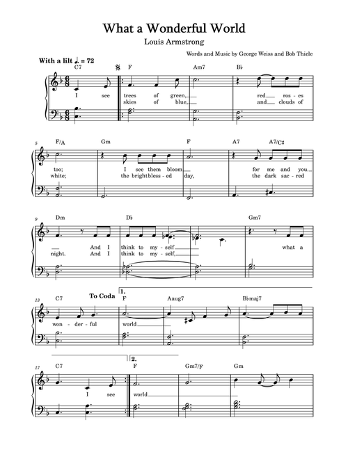 What a Wonderful World (Arr. Warren K.) - George Weiss and Bob Thiele (Piano Solo)