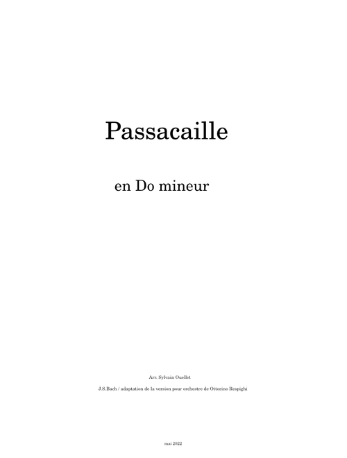 Passacaille in Cmin. J.S. Bach for concert band