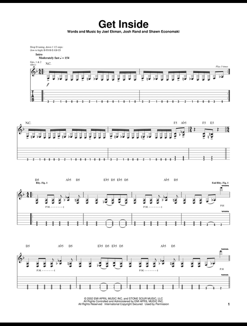 Get Inside - Stone Sour (Guitar Tab)