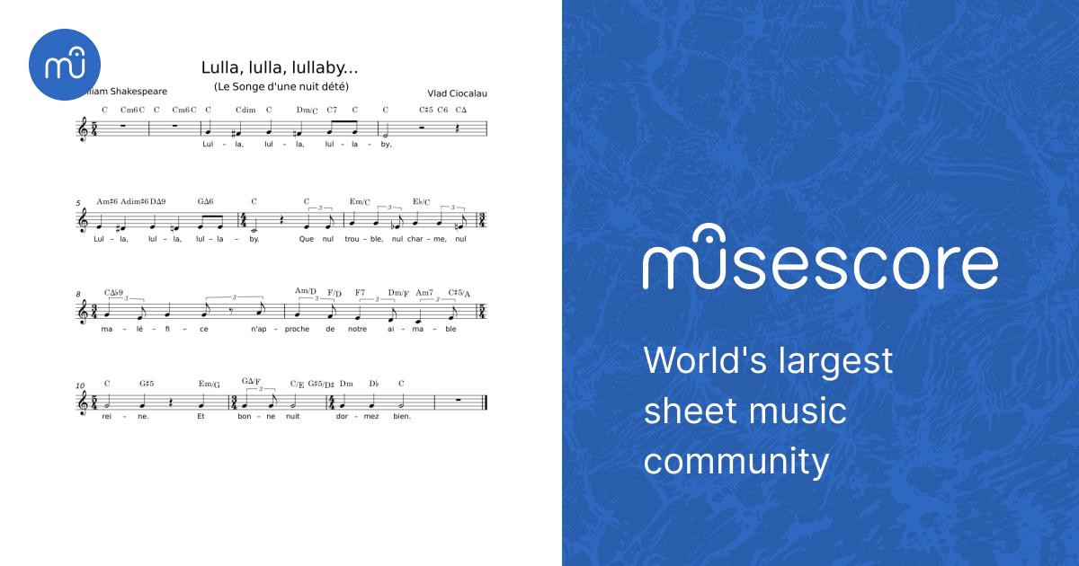 Lulla, lulla, lullaby – William Shakespeare Sheet Music with