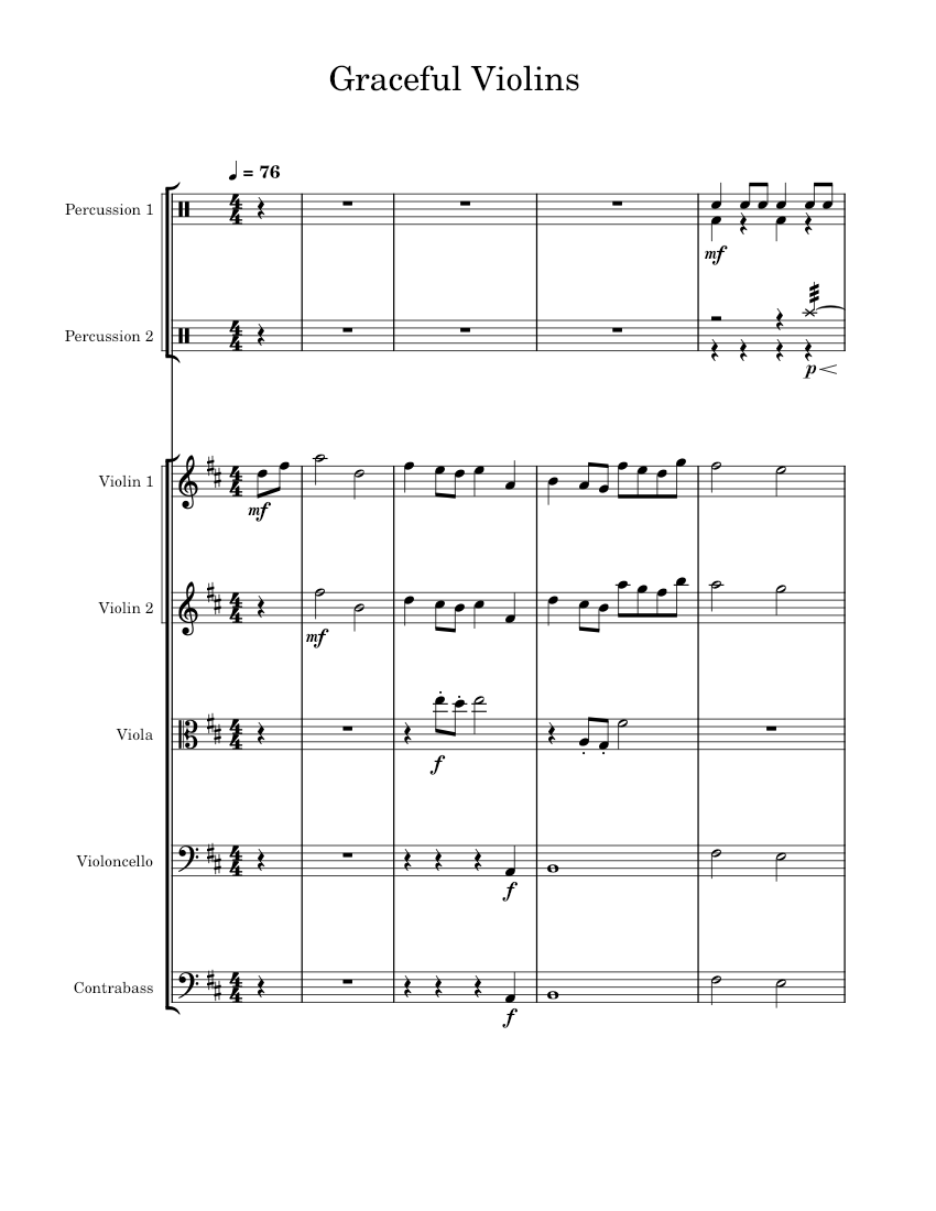 Graceful Violins Sheet music for Contrabass Violin Viola Cello