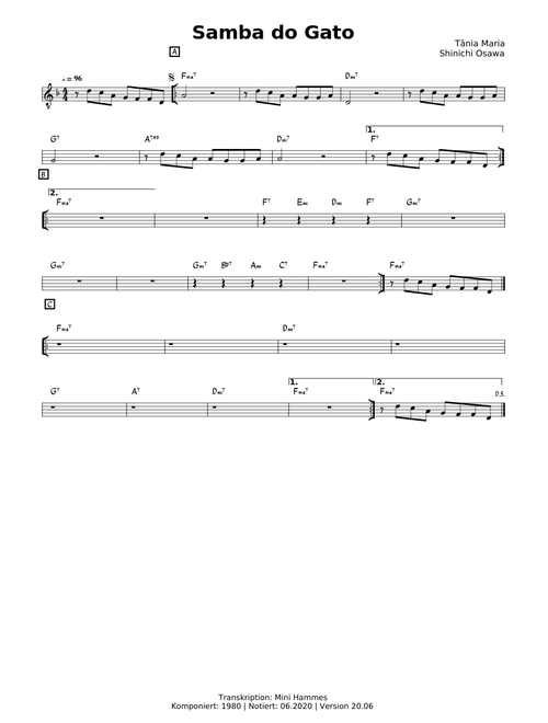 Tânia Maria - Samba de Gato (nur Akkorde/somente acordes)