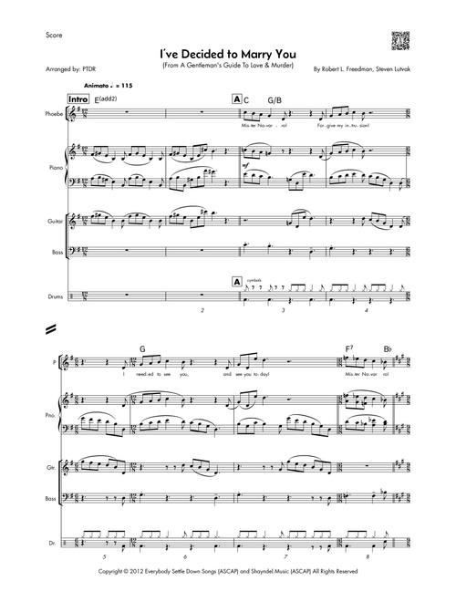 I've Decided To Marry You (Arr. PTDR) - Bryce Pinkhamlauren Worshamlisa O'hare (Small Ensemble)