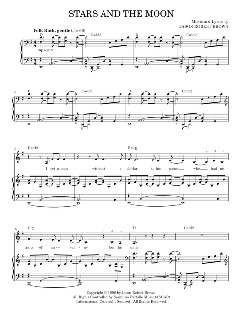 Stars And The Moon (from Songs for a New World) - Jason Robert Brown, Songs For A New World Musical (Piano Vocal)