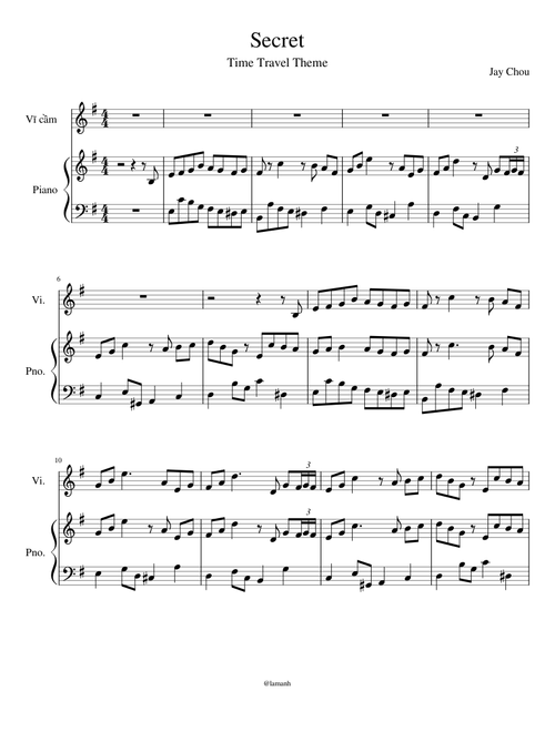 Time Travel Theme – Jay Chou Secret Time Travel Theme - Jay Chou - Piano duet violin