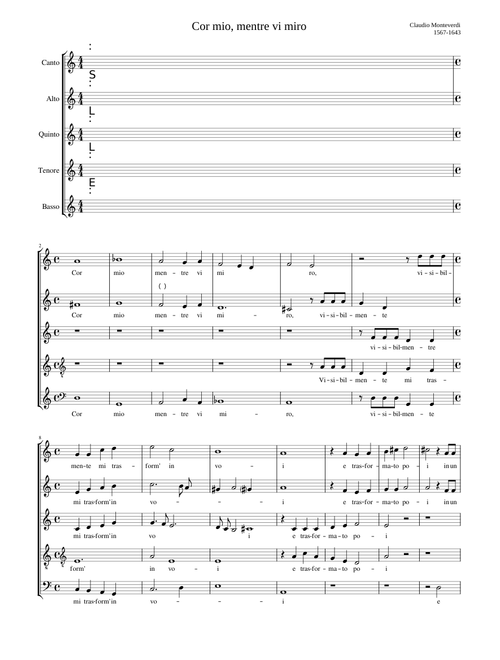Cor mio, mentre vi miro - Claudio Monteverdi