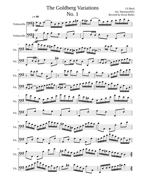 Goldberg Variations 2 Cellos